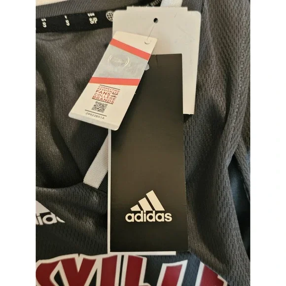 adidas Mens Louisville Cardinals #1 Basketball Jersey Size Small Gray New - Picture 3 of 6